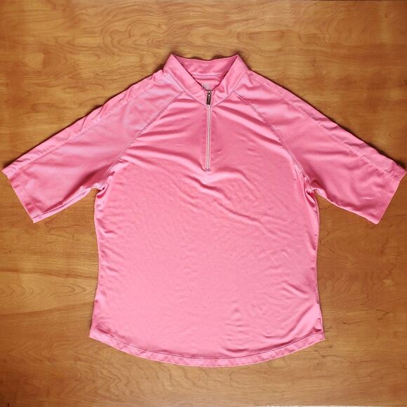 Tail White Label Womens L Pink 1/4 Zip Elbow Sleeve Mock Neck Polo Golf Tennis - Picture 4 of 7